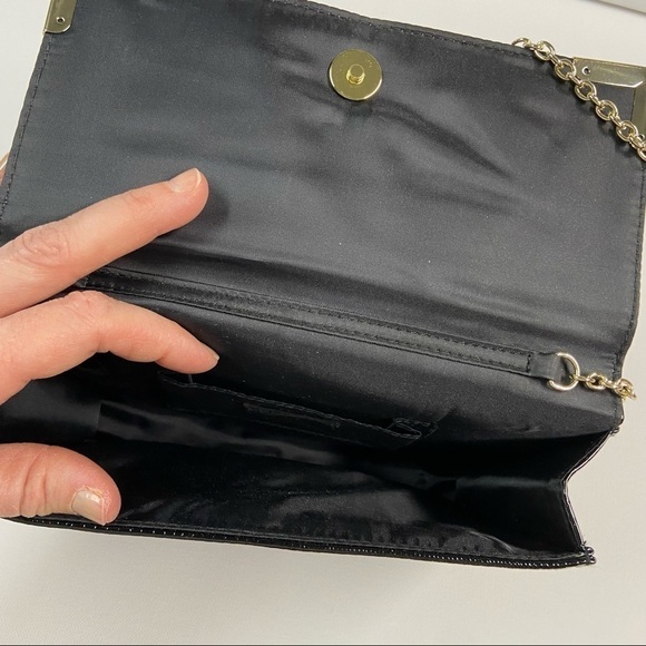 Style & Co. black patent leather clutch with gold chain - Picture 6 of 12